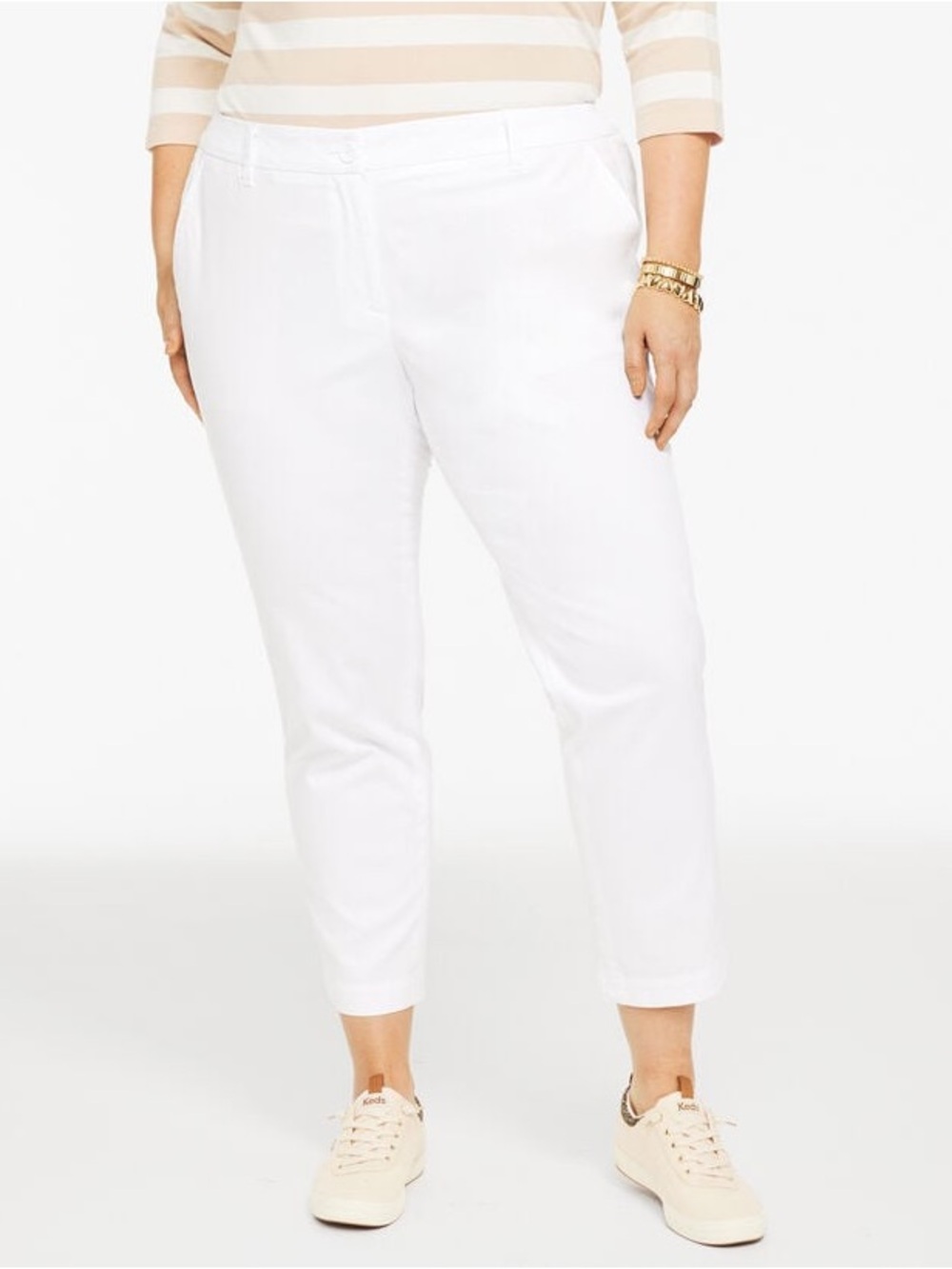 Talbots White Slim Ankle Crop Pants Size 16 Excellent Condition